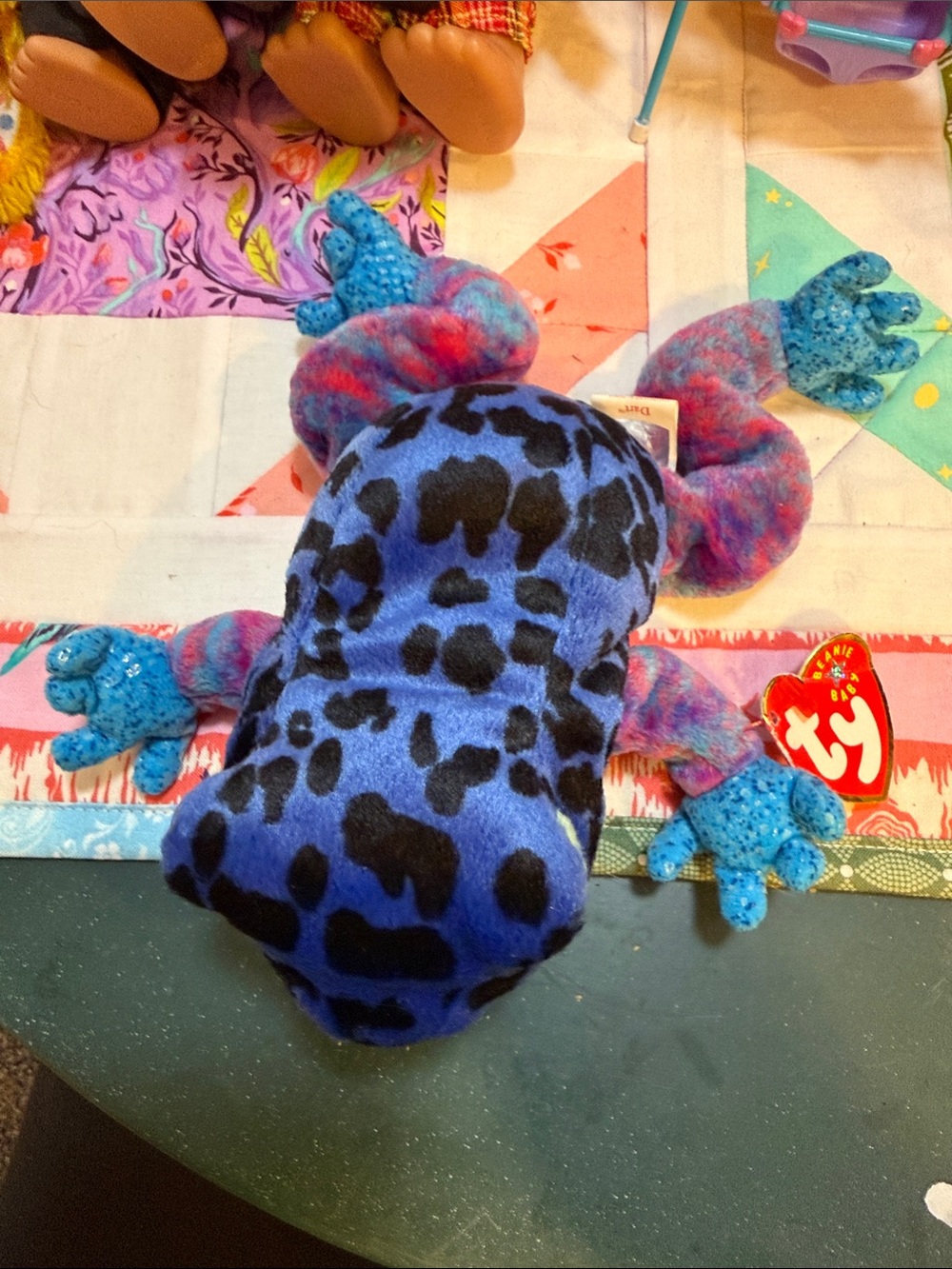 Ty Blue and Black Leopard Print Beanie Frog dart